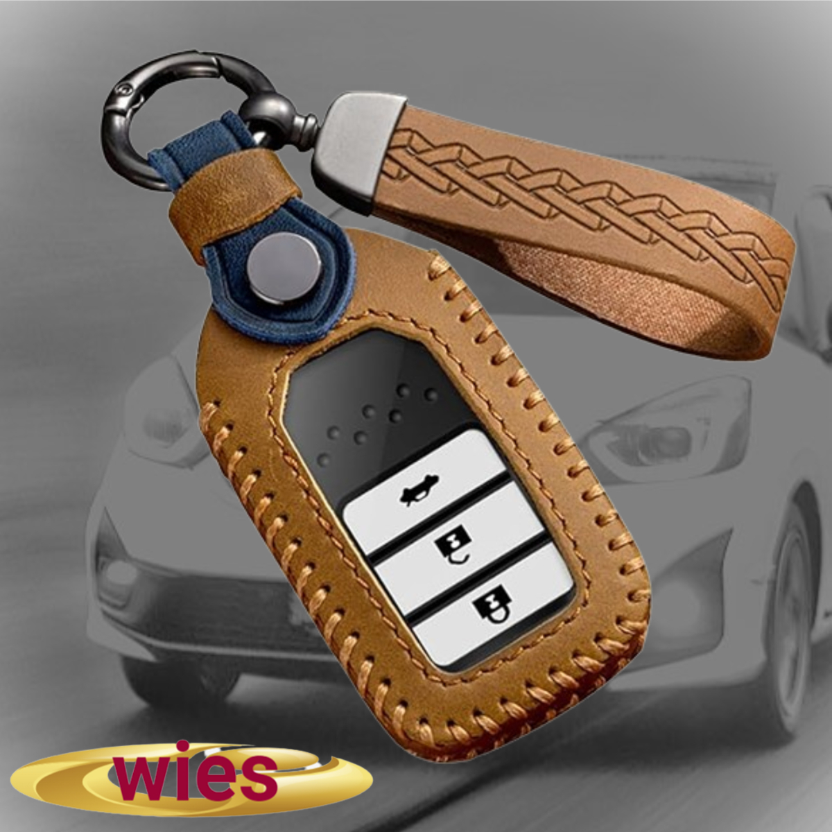 Honda Honda smart key case key cover remote control key case key holder transparent protection Brown hand made stylish high class original leather car 