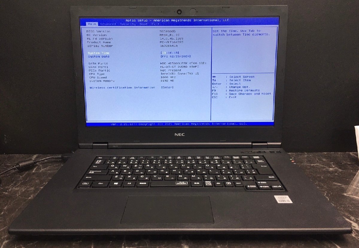 1円～ ■ジャンク NEC VersaPro VKT16X-9 / Core i5 10210U 1.60GHz / メモリ 8GB / HDD 500GB / DVD / 15.6型 / OS無し / BIOS起動可_画像1