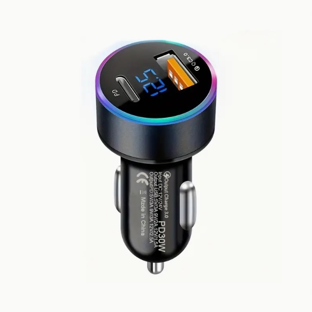 [PD20W] cigar socket type charger type A type C voltage display illumination 