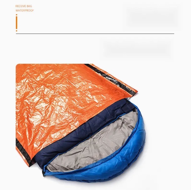 ★ラスト出品★【色：オレンジ】Bivvy アルミフィルム救急寝袋　アウトドア　災害 _青いスリーピングバッグは付属しません。