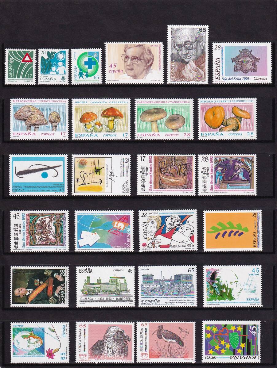 62 スペイン【未使用】＜「SC#2693-95 キャンペーン切手(3)」等 1993年発行　32種＋小型シート・2種 / 黒台紙入り ＞ _画像1