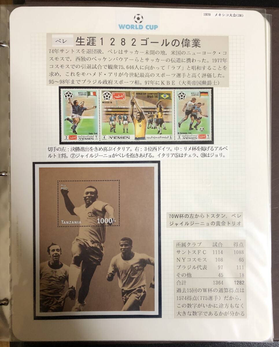 10 サッカー(切手・FDC等)コレクション・ストックブック【未使用】＜「テーマ：ワールドカップ 1970メキシコ大会」リーフ・35枚綴じ ＞_画像7