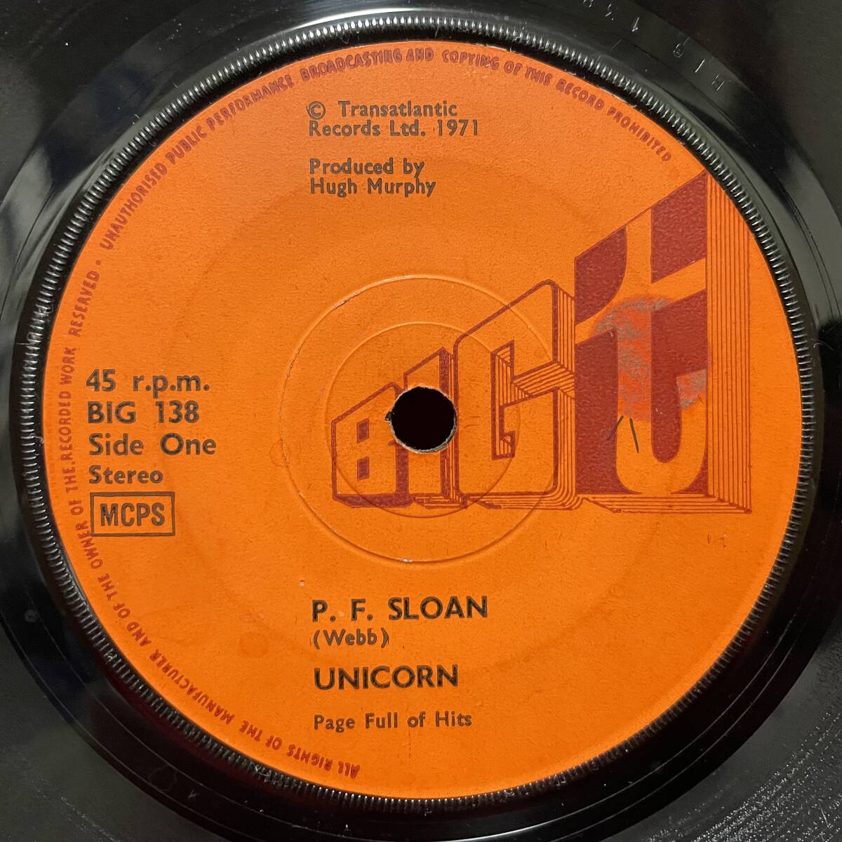 ◆UKorg7”s!◆UNICORN◆P. F. SLOAN◆_画像1