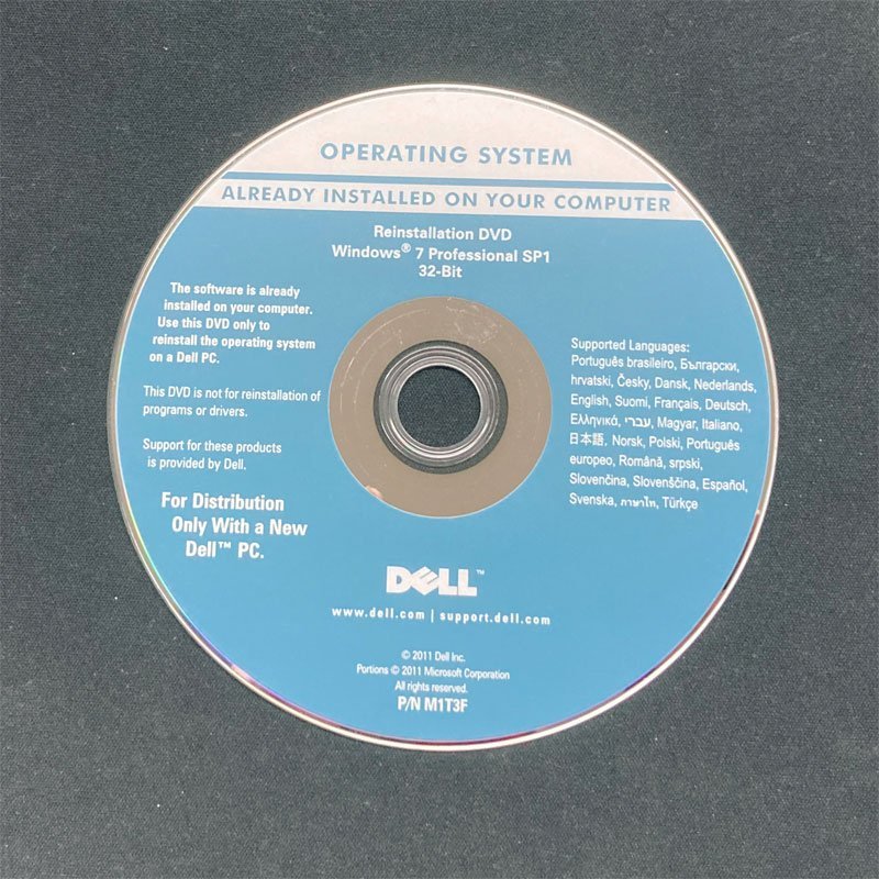 未使用品 Windows 7 Professional SP1 32bit版 再インストール用DVD ★ DELL Windows 7 Pro 32Bit 複数出品 送料185円 #659-K_撮影用に開封してます