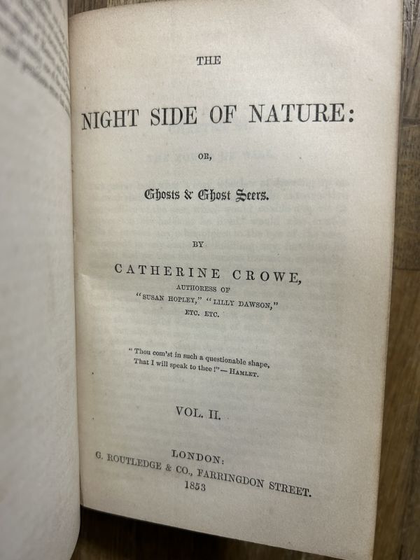 1852/1853年刊　Catherine Crowe, The Night Side of Nature. 2 Vols. in 1. キャサリン・クロー『自然の夜の側面』_画像4