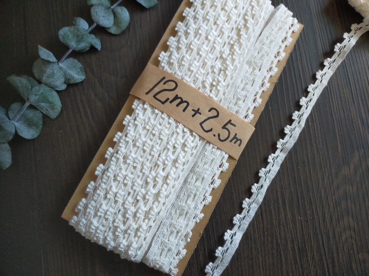 [ total 14.5m] summarize width 1cm, eggshell white cotton torsion lace ribbon tape hand made material DIY deco ribbon cotton xy19-1010