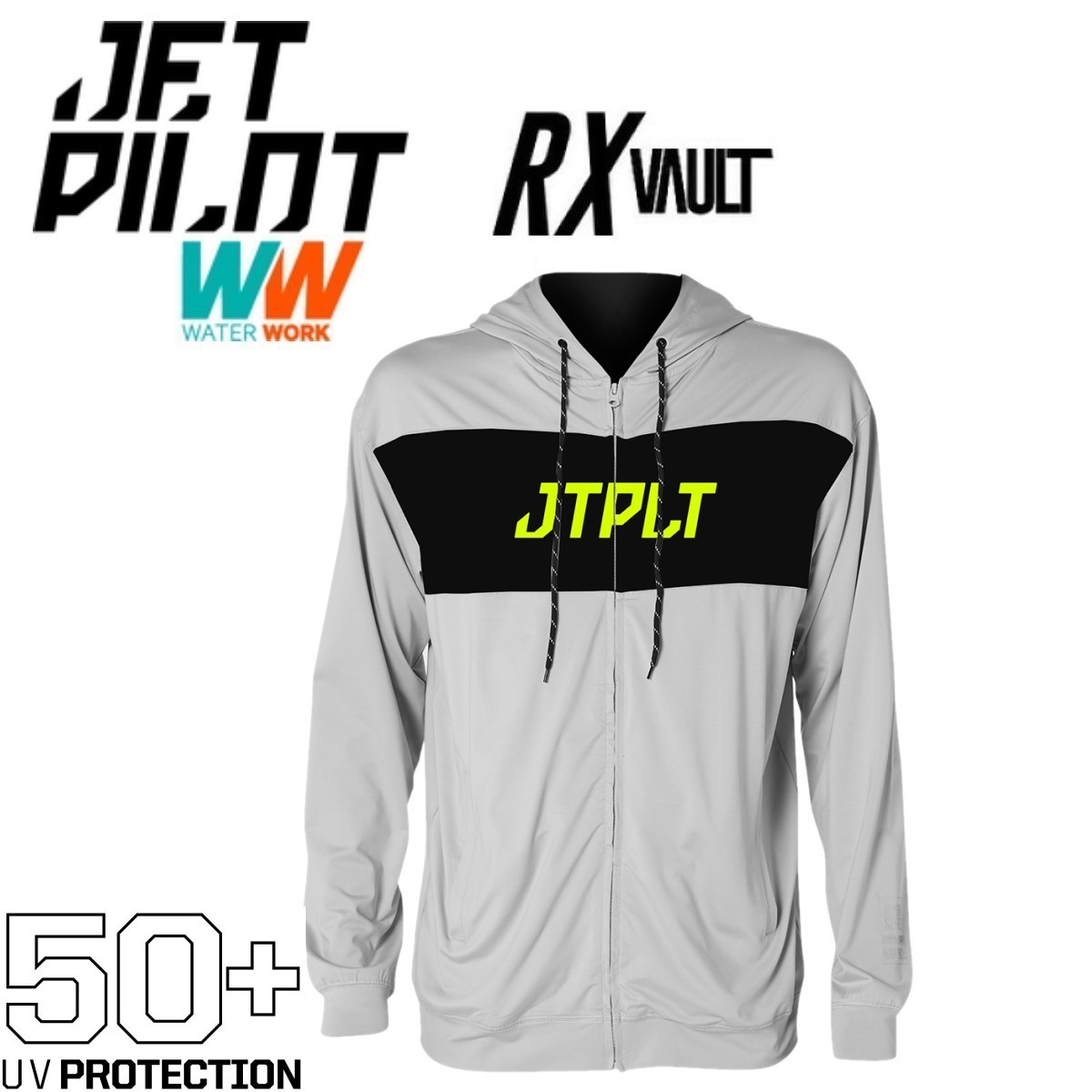  jet Pilot JETPILOT 2023 Rush Guard with a hood . long sleeve free shipping RX bolt L/Sf-ti gong si-JA22613 gray M