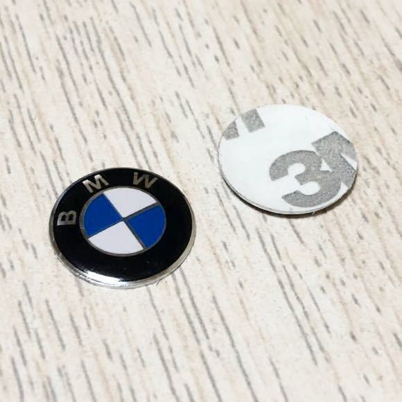BMW 14ミリ アルミ製 エンブレム シール ２個セット ロゴ 鍵穴隠し キーエンブレム ハンドル シフトノブ ステッカー BMWエンブレム_画像3