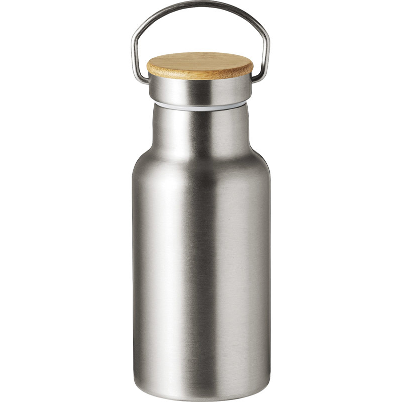  stainless steel bottle wood cap silver 