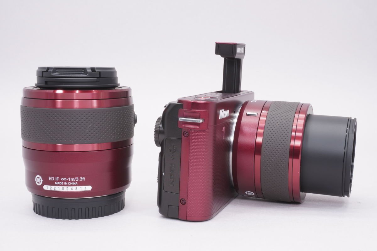 ミラーレスカメラ Nikon 1 J2 ダブルズームキット レッド ■Nikon★Joshin(ジャンク)9898【1円開始・送料無料】_画像6