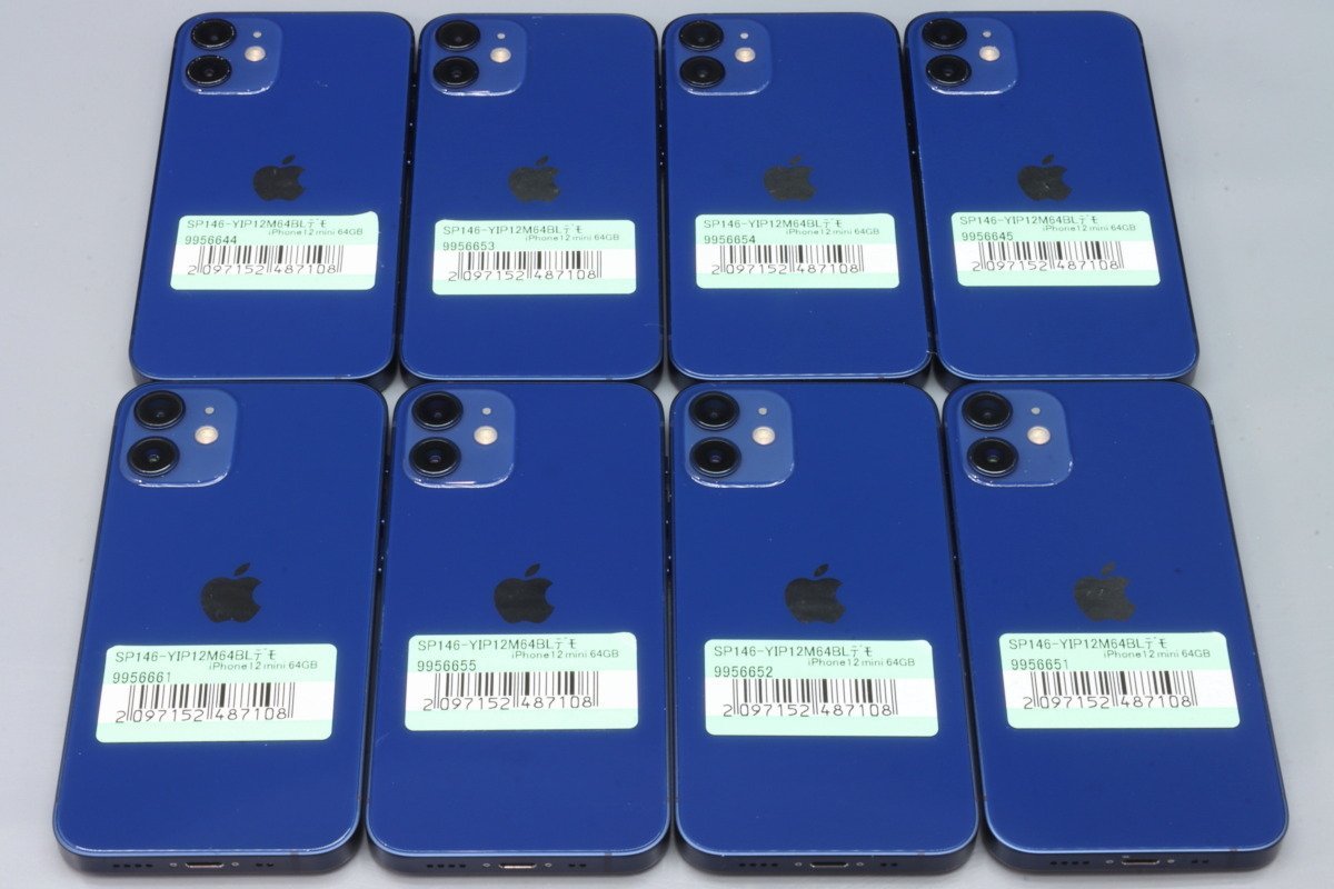 Apple iPhone12 mini 64GB Blue 8台セット A2398 3H478J/A ■Y!mobile★Joshin(ジャンク)6644【1円開始・送料無料】_画像1