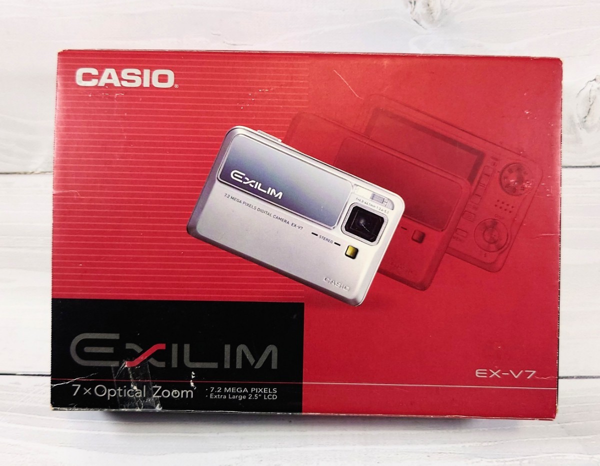 CASIO カシオ EXILIM デジタルカメラ EX-V7 2.5型大画面 光学7倍ズーム デジタル33.2倍ズーム(光学併用) 手ぶれ補正 シルバー 動作確認済_画像1