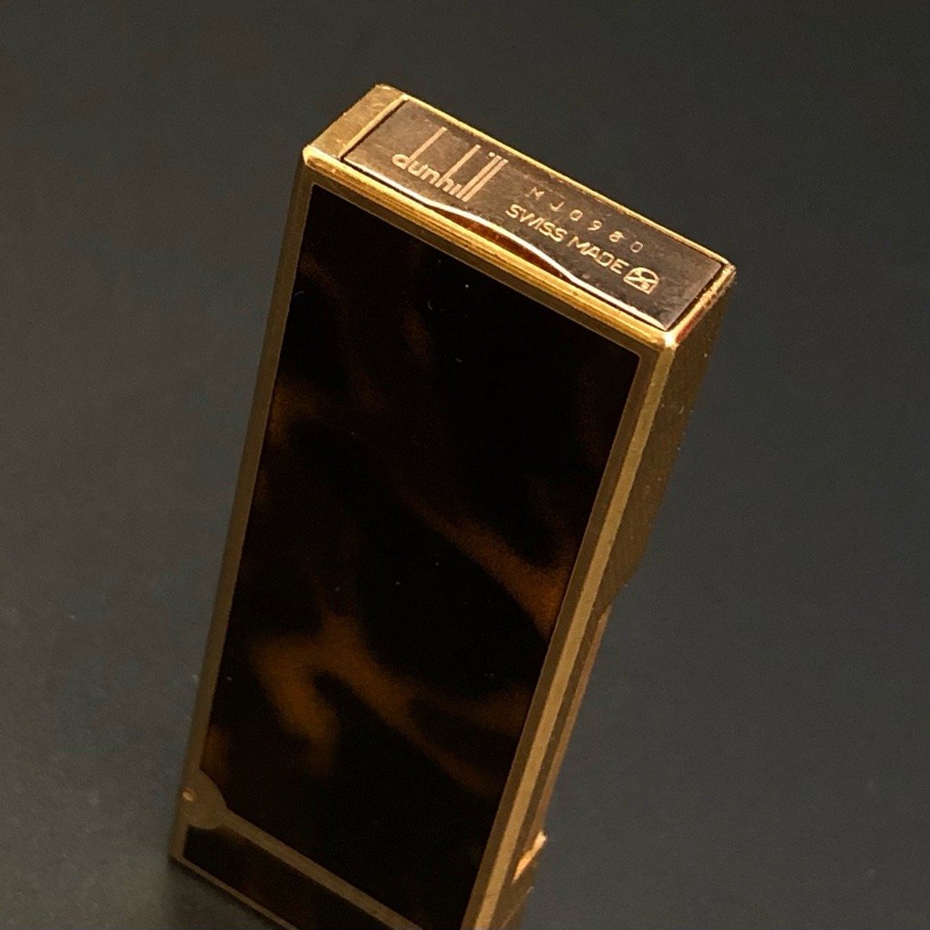 dunhill ダンヒル ライター べっ甲柄 ヴィンテージ マーブル ゴールド/ブラウン ローラー 正規品 本物保証 1000円スタート 最落無_画像4