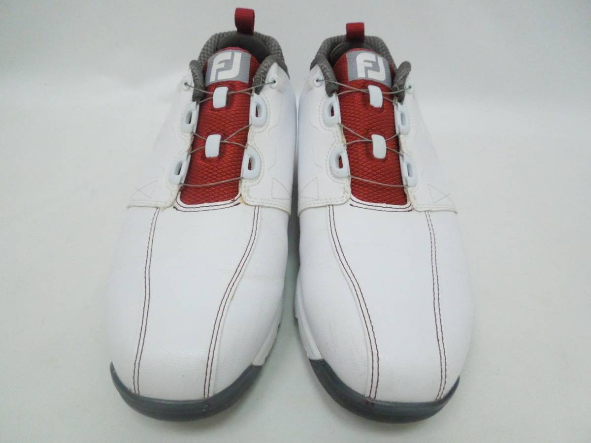 ‡ 0014 FOOTJOY フットジョイ ウルトラフィット ゴルフシューズ 54143J 25㎝ BOA ホワイト/レッド 中古_画像2