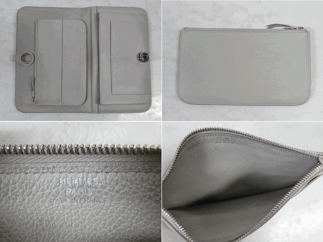 ◆S1.HERMES Dogon GM エルメス ドゴン トゴ アイボリー 長財布/中古_画像9