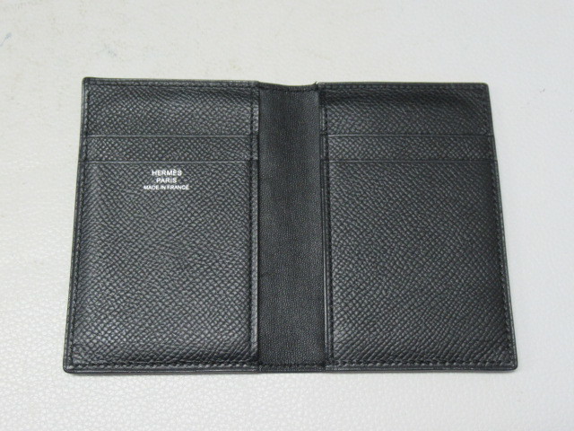 ◆S60.HERMES エルメス 二つ折り カードケース ブラック/黒/中古_画像3