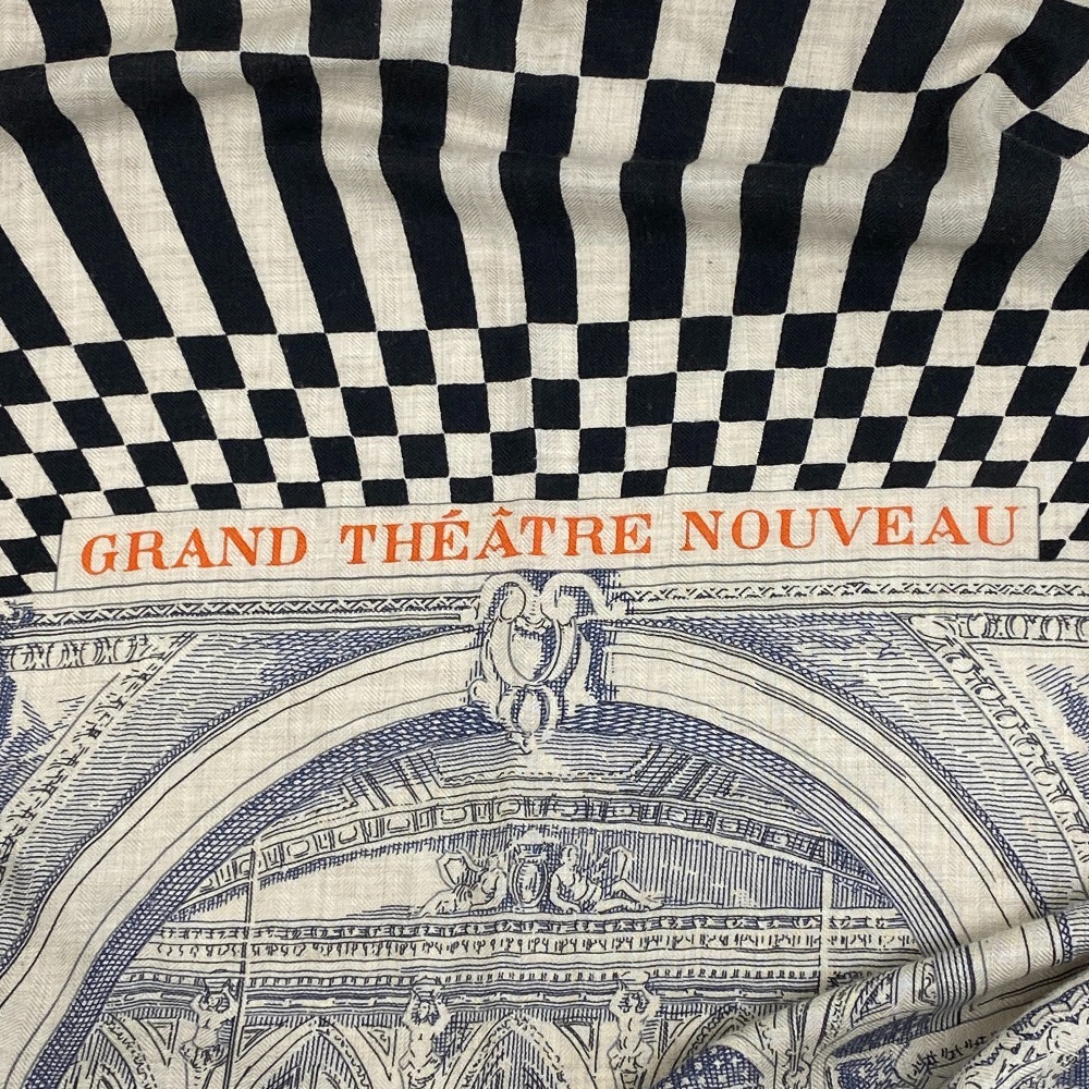 HERMES/エルメス カレ140 GRAND THEATRE NOUVE グラン テアトル ヌーヴォー シルク スカーフ グレー レディース ブランド_画像6