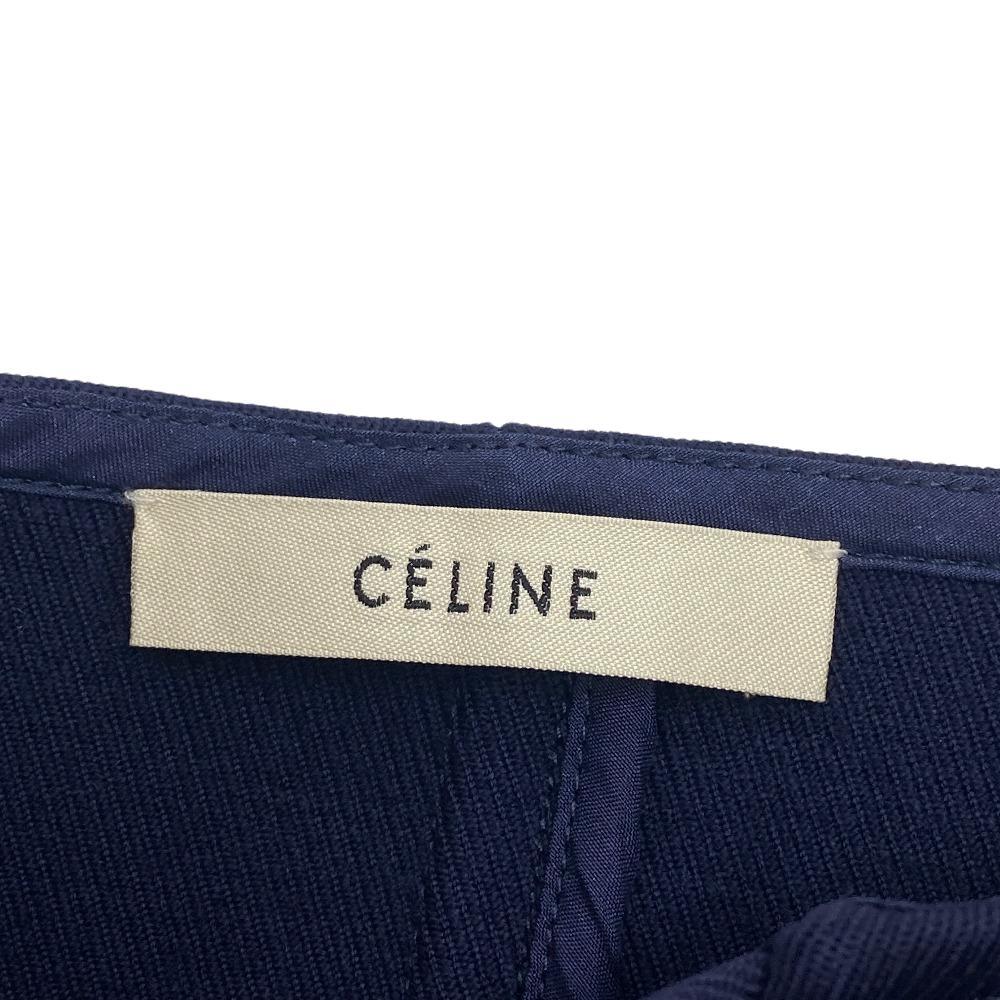 CELINE/セリーヌ 2N56 コットン フィービー期 ラップ巻き ウール ロングスカート ネイビー レディース ブランド