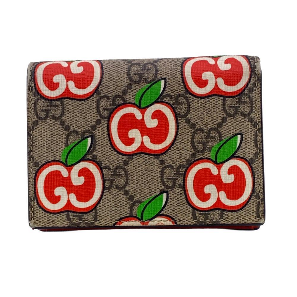 GUCCI/グッチ 624641 GGアップル PVC 二つ折り財布 ベージュ レディース ブランド