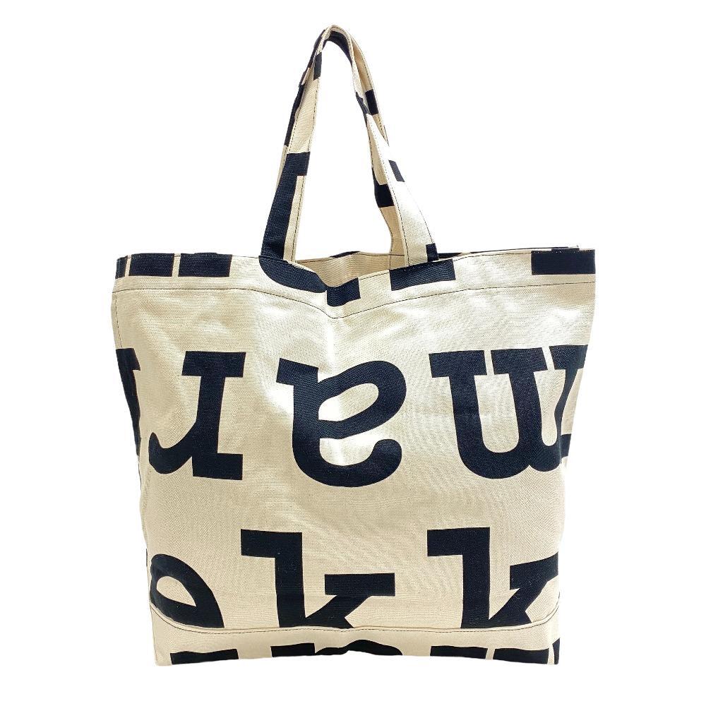 MARIMEKKO/マリメッコ AHKERA LOGO BAG キャンバス トートバッグ ホワイト ユニセックス ブランド