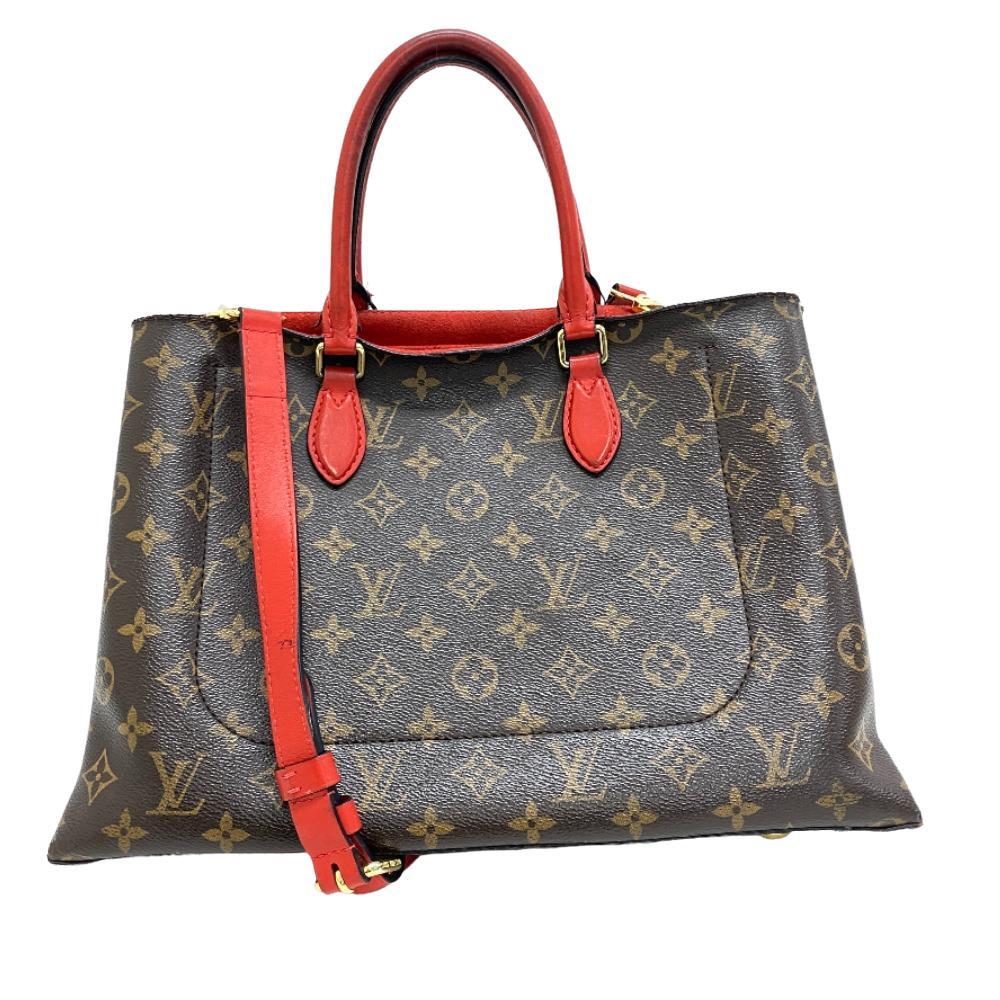 LOUIS VUITTON/ルイヴィトン ビトン M43553 フラワートート 2way ショルダーバッグ モノグラム レザー ハンドバッグ ブラウン_画像2