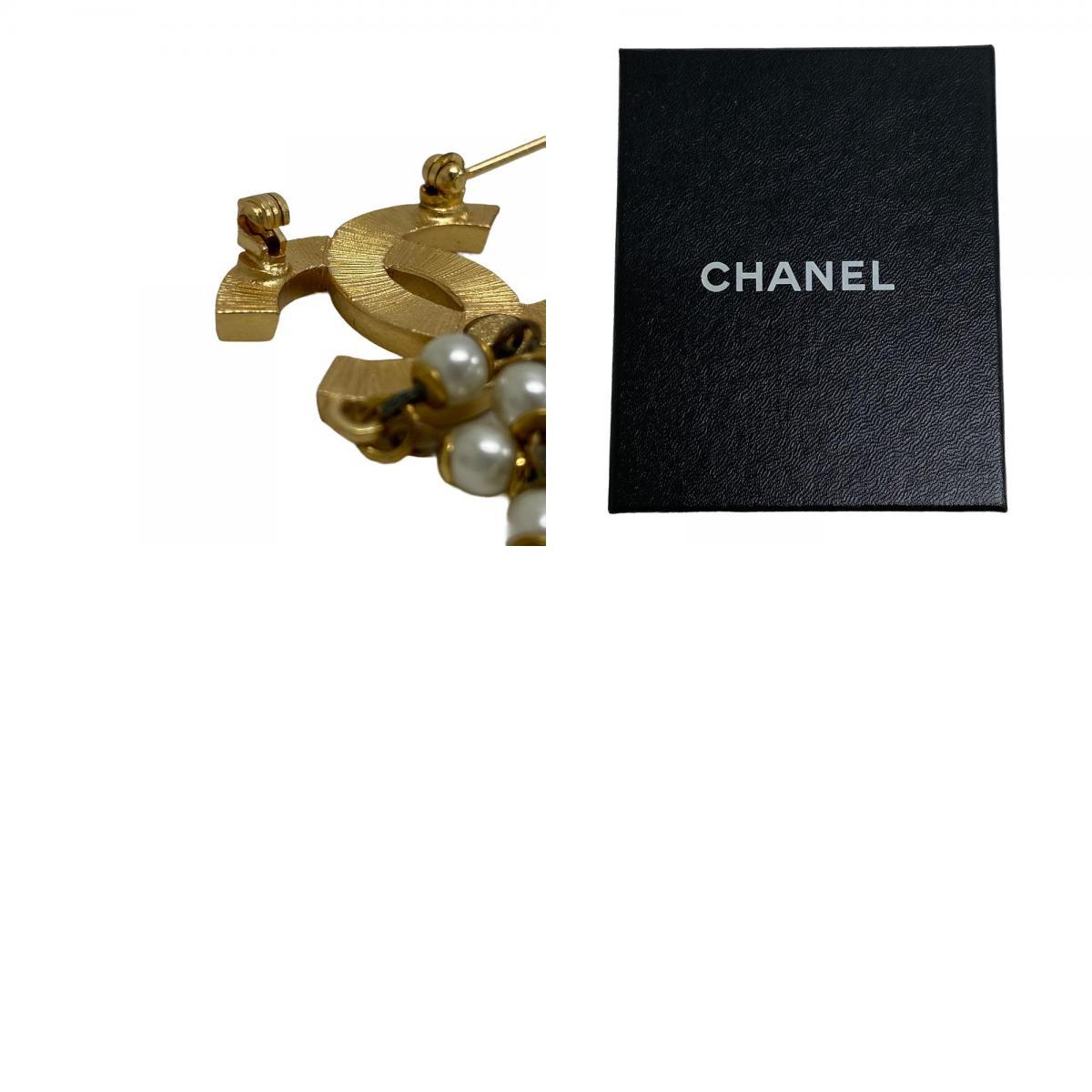 CHANEL/ Chanel поддельный жемчуг 01P здесь Mark стразы брошь Gold женский бренд 