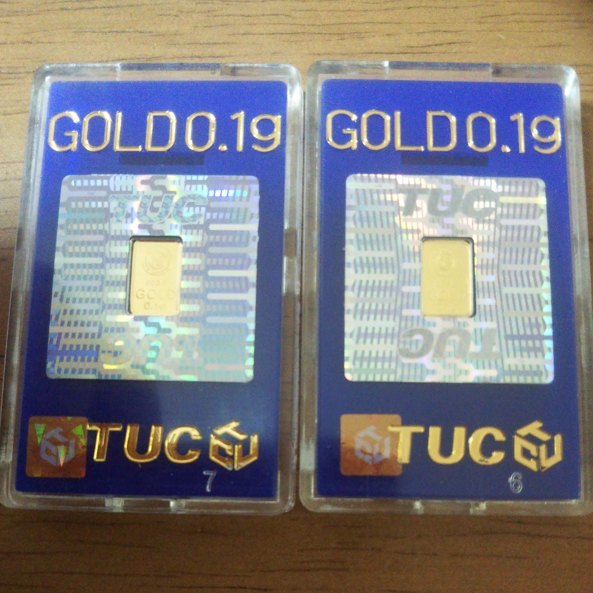 【金属工芸///02枚】 徳力 ゴールド 純金 インゴット 24K GOLD 0.1G 02枚の画像1