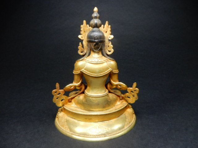 古銅塗真金彫　無量寿仏　座像　チベット密教　仏像　コレクション　R-260_画像6