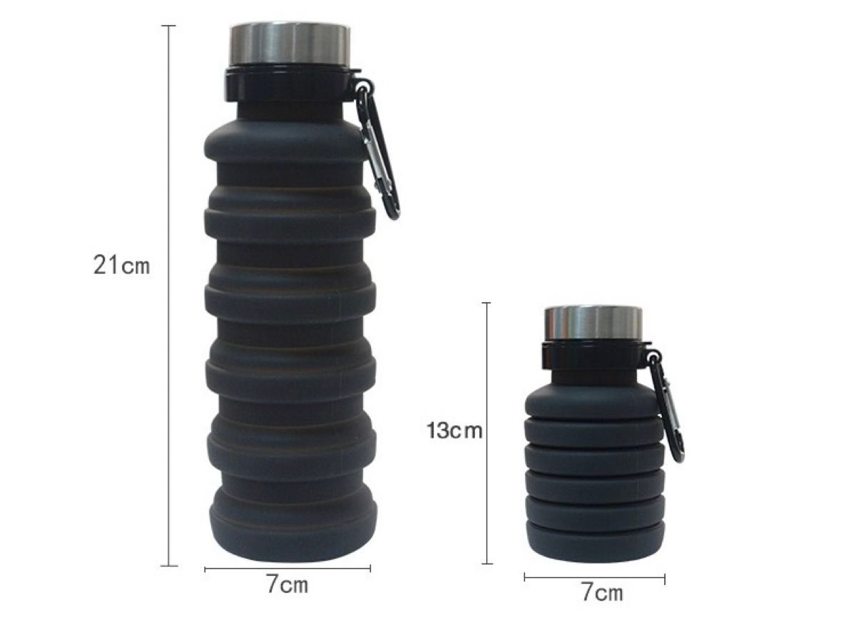 シリコンボトル 携帯用水筒 ウォーターボトル 折りたたみ式ボトル シリコン水筒 Black