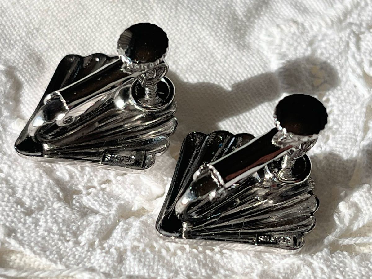 ヴィンテージ ** Silver 刻印 美しいシェルモチーフのイヤリング vintage earringsの画像2