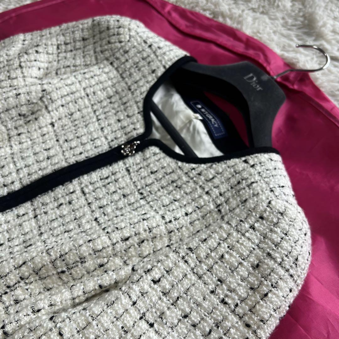 美品】M'S GRACY コートワンピース ツイード 38 ホワイト 美品】M'S GRACY コートワンピース ツイード 38 ホワイト