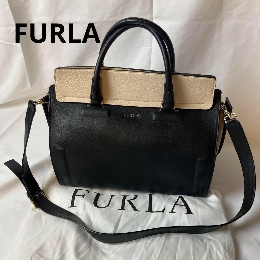 FURLA　フルラ　ハンドバッグ　バイカラー　2way　ショルダー　保存袋付き