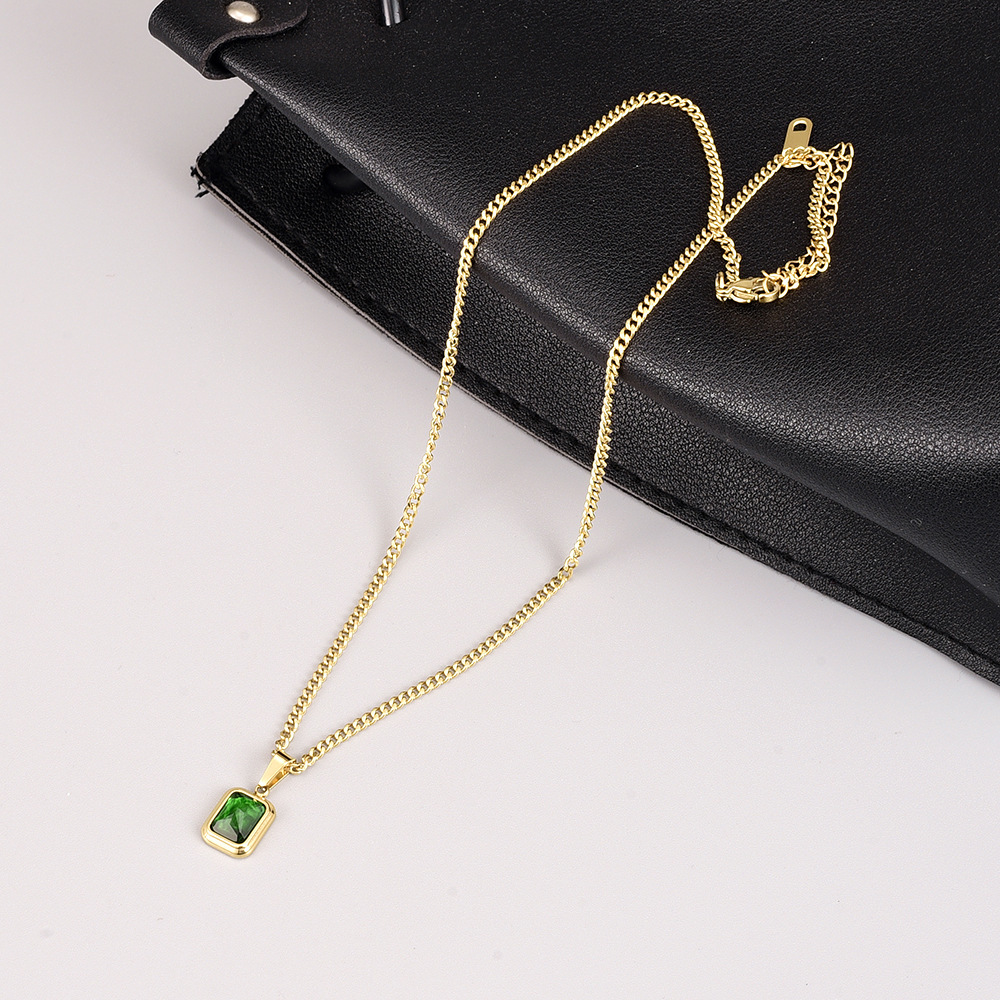 1円スタート エメラルド モチーフ ネックレス 18K Gold Plated 18KGP 鍍金 ゴールド necklace 40+6㎝ レディース 322_画像1