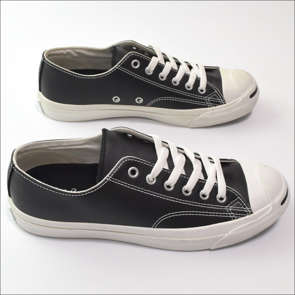 訳未使用 CONVERSE コンバース LEA JACK PURCELL レザー ジャックパーセル スニーカー 25.5cm ブラック 1B985_画像2