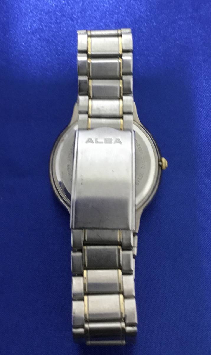 SEIKO セイコー 腕時計 ALBA アルバ V338-6080 ムーンフェイズ デイト メンズ 3針 クォーツ QZ 中古_画像2