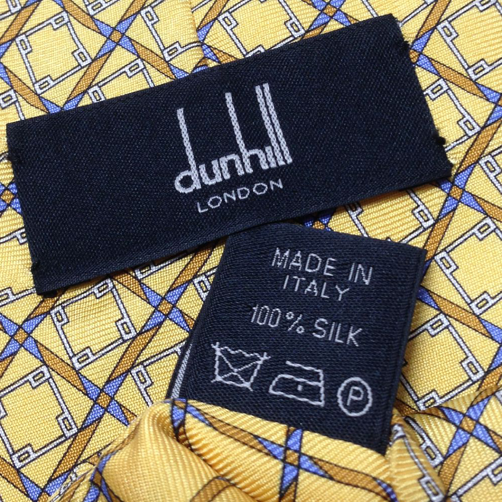ダンヒル dunhill 微光沢 ネクタイ イタリア製 シルク100% パターン柄 黄系 イエロー系 D-008563 ゆうパケット_画像8