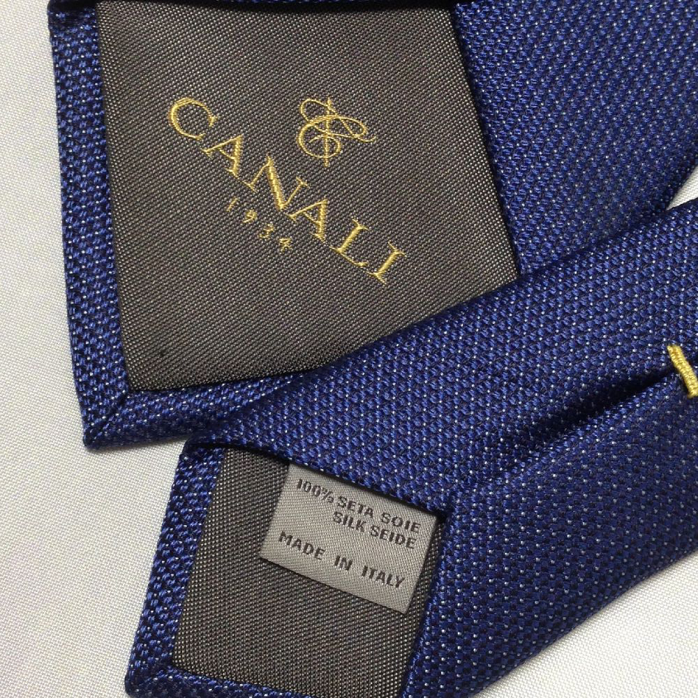 カナーリ CANALI 微光沢 ネクタイ イタリア製 シルク100% 無地 濃紺系 ネイビー系 D-008581 ゆうパケットの画像7
