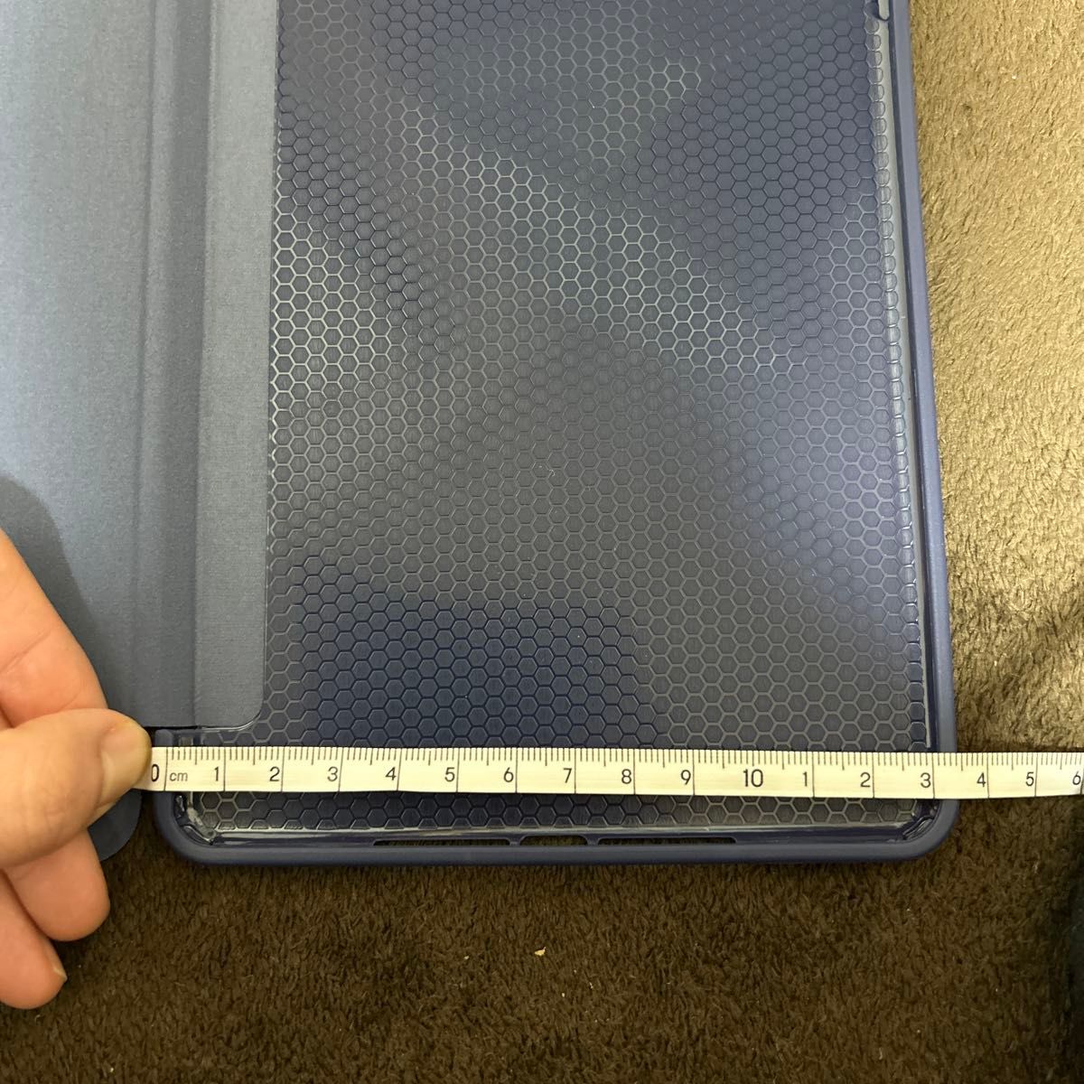 三つ折り スタンド機能 タブレット iPad Mini４ ケース 超薄型 超軽量 ネイビー 手帳型 落下 保護