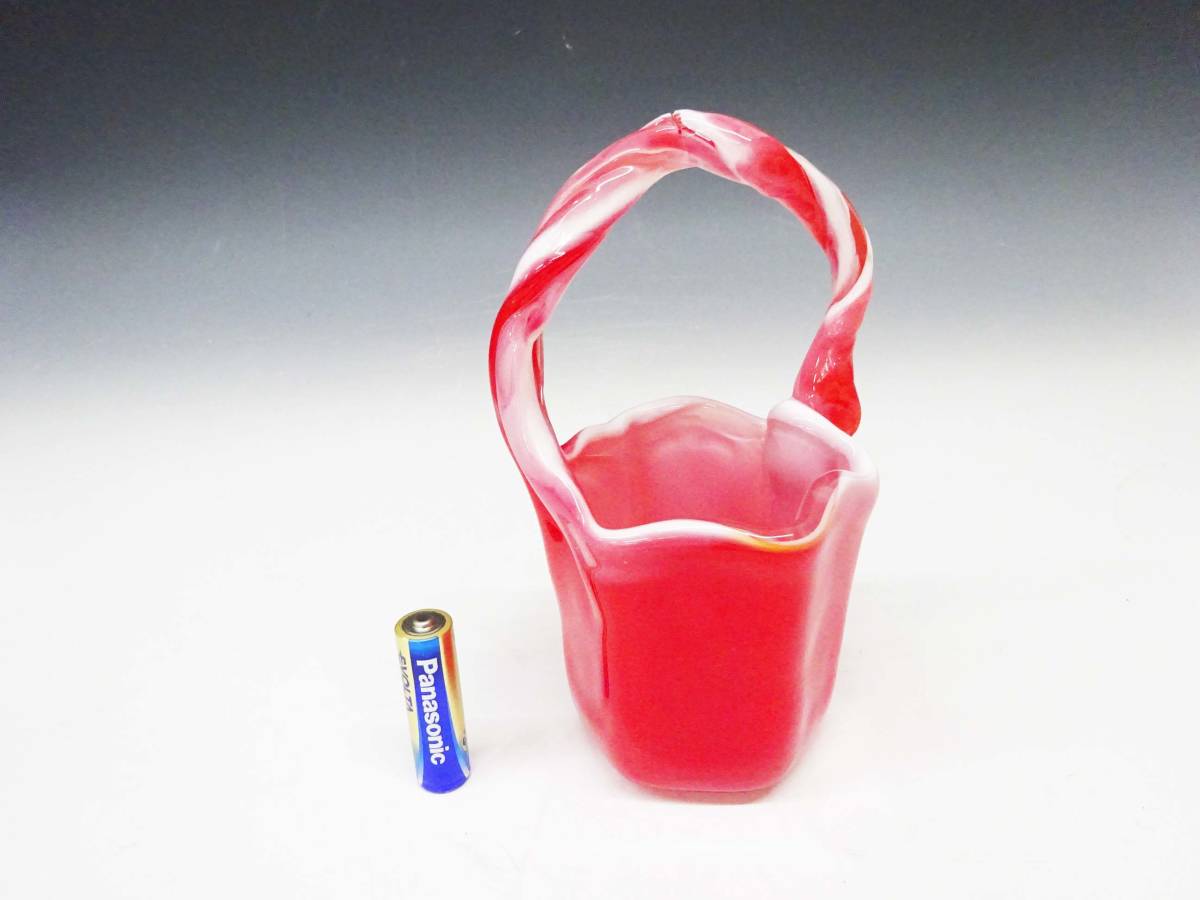 ●(KC) 花瓶 2個セット 赤系 グラデーション 硝子 フラワーベース 花器 花びん ガラス インテリア雑貨 置物 コレクション _画像6