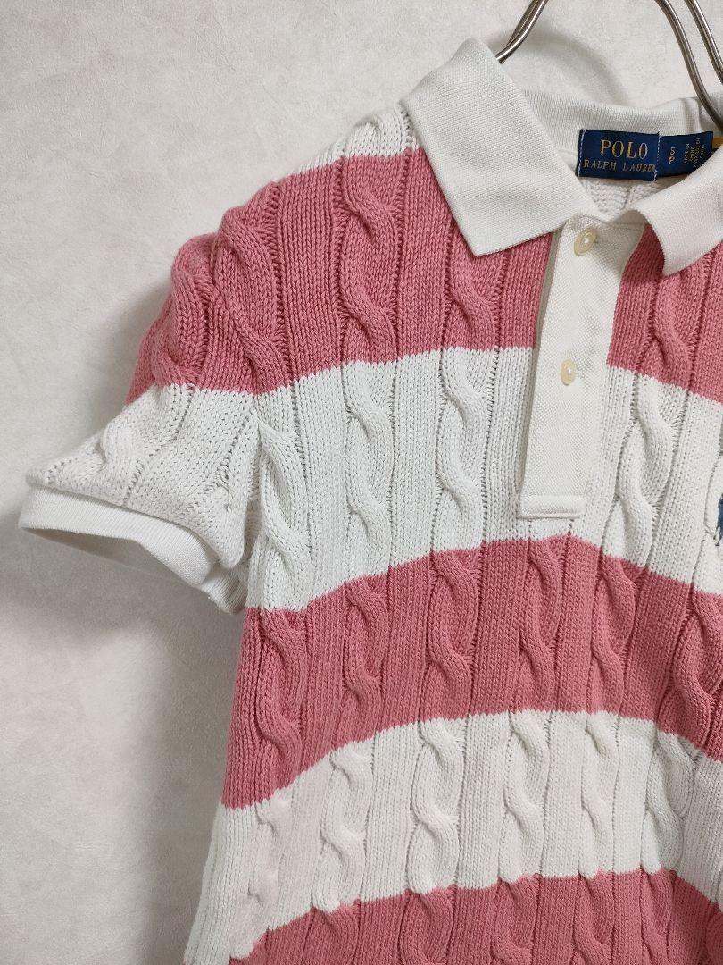 ポロラルフローレン　ケーブルニット　ポロシャツ　ポニーマーク　ボーダー　半袖 POLO RALPH LAUREN SPORT RRL RLX