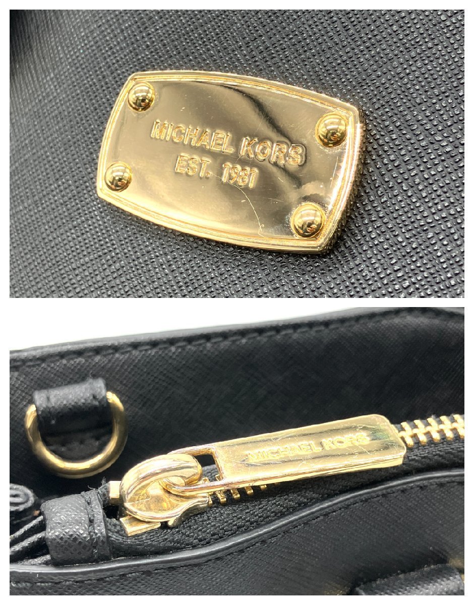 MICHAEL KORS マイケルコース 2way ハンドバック ショルダーバッグ レザー ブラック ゴールド金具 革 黒_画像7