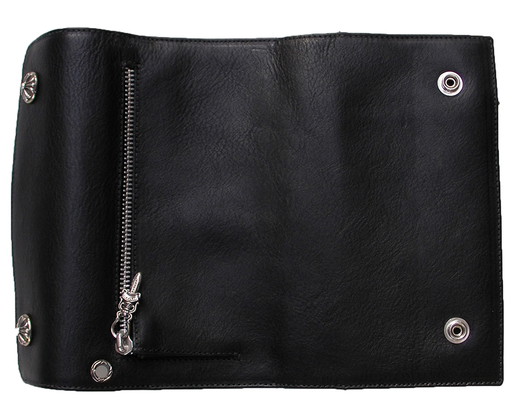 CHROME HEARTS WAVE WALLET BLACK クロムハーツ　ウォレット　ウェーブ・クロス・ボタンズ　ブラックレザー_画像6