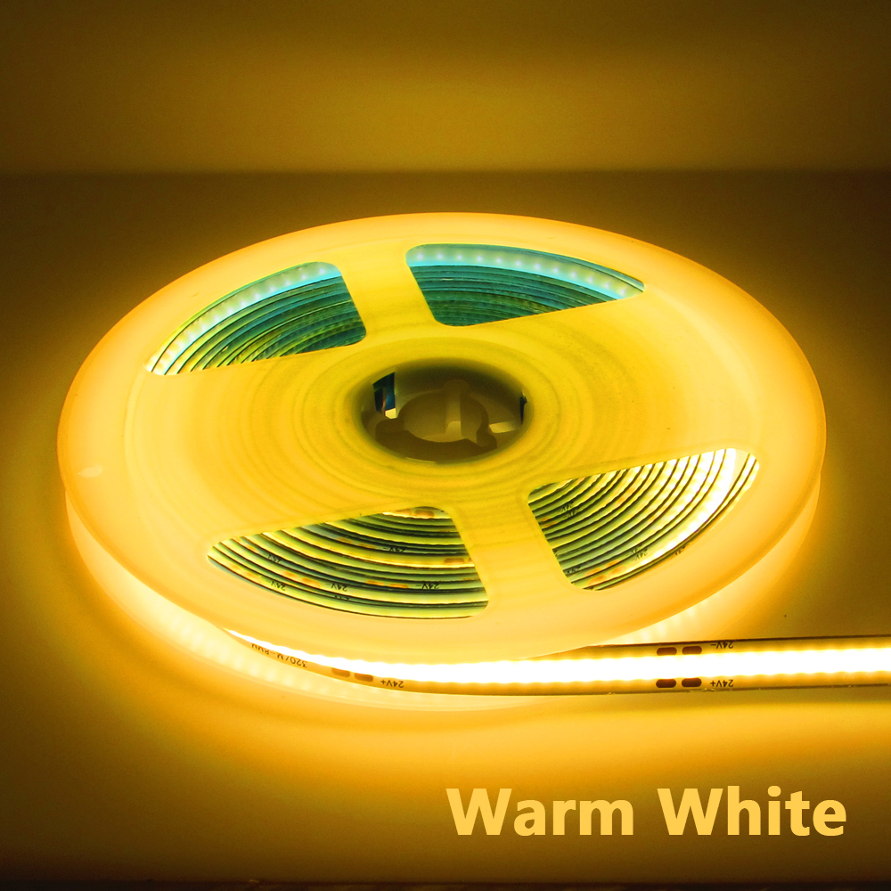 【Warm White】COB LEDテープライト フレキシブル 高輝度 320LED/m 5m 8mm幅コブライト_画像2