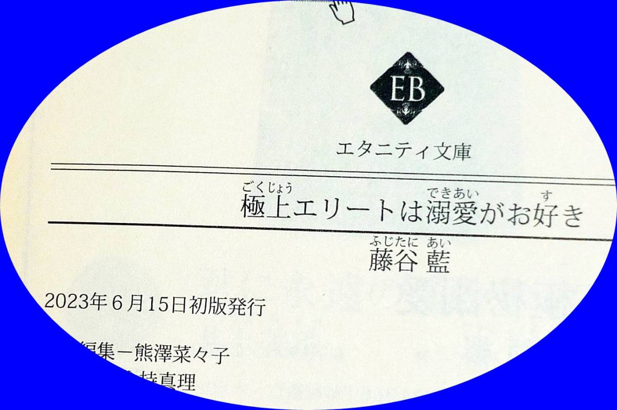  極上エリートは溺愛がお好き (エタニティ文庫) 文庫 2023/6　★ 藤谷藍 (著)【060】_画像3