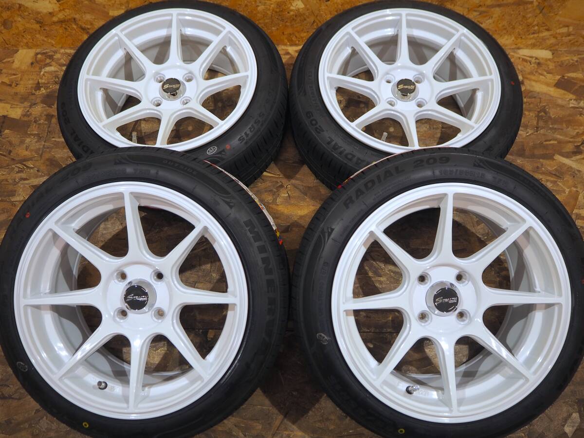 ★引っ張り★165/55R15 7J+30 4H100 新品 人気 軽量 逆ゾリ 1台分 N-BOX ALTO ワゴンR DAYS ESSE TANTO WAKE MOVE MIRA カスタム ホワイト_画像1