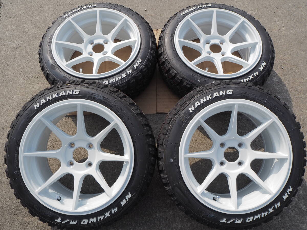 ★軽量★165/60R15 7J+30 4H100 新品 人気 ブロック マッド ホワイトレター ゴツゴツ 1台分 ハスラー 軽トラ アゲトラ カスタム 逆ゾリ WHの画像1