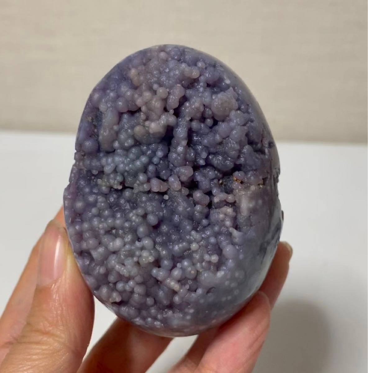 グレープアゲート カルセドニー エッグ 卵形 鉱物標本 葡萄瑪瑙原石 風水晶