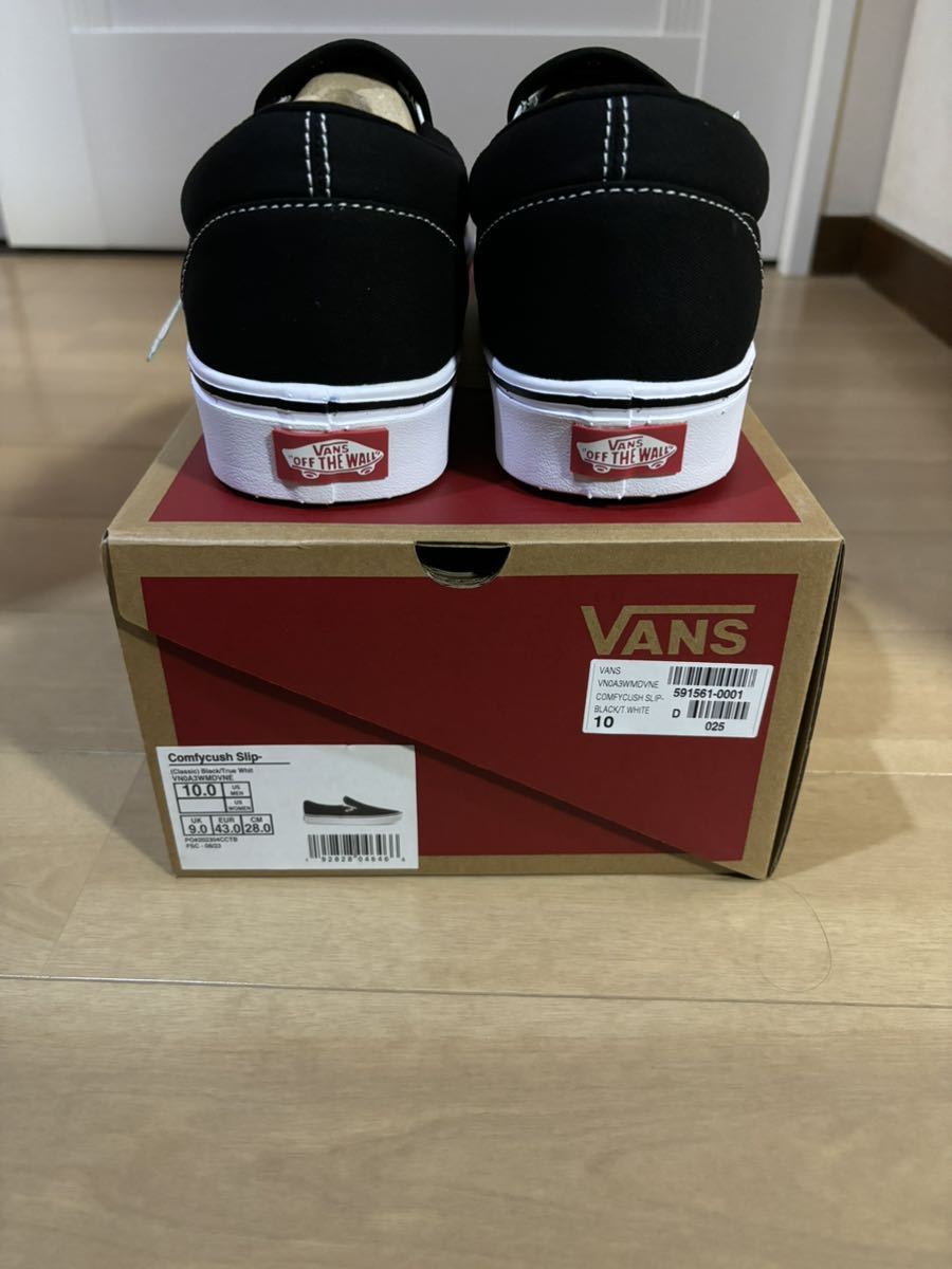 【新品28cm】VANS comfycush slip-on バンズ コンフィクッシュ スリッポン 黒×白_画像3