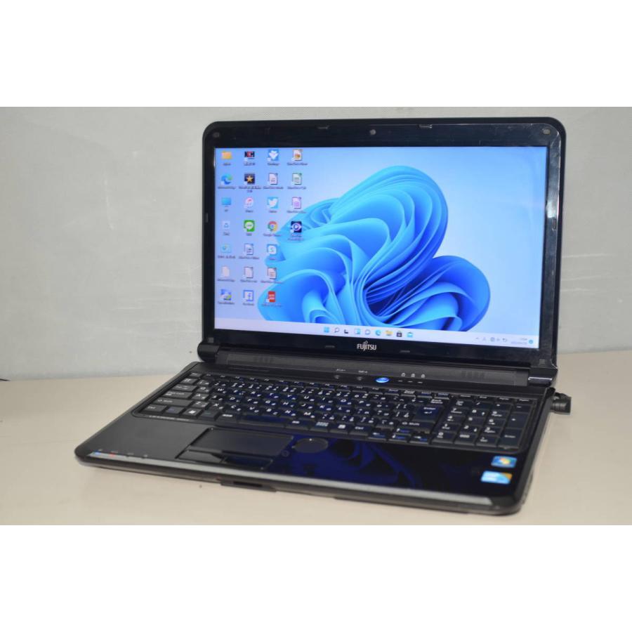 中古ノートパソコン 富士通 AH53/C Windows11+office core i3-380M/大容量HDD750GB/メモリー8GB/15.6インチ/DVDマルチ/HDMI/無線/テンキー