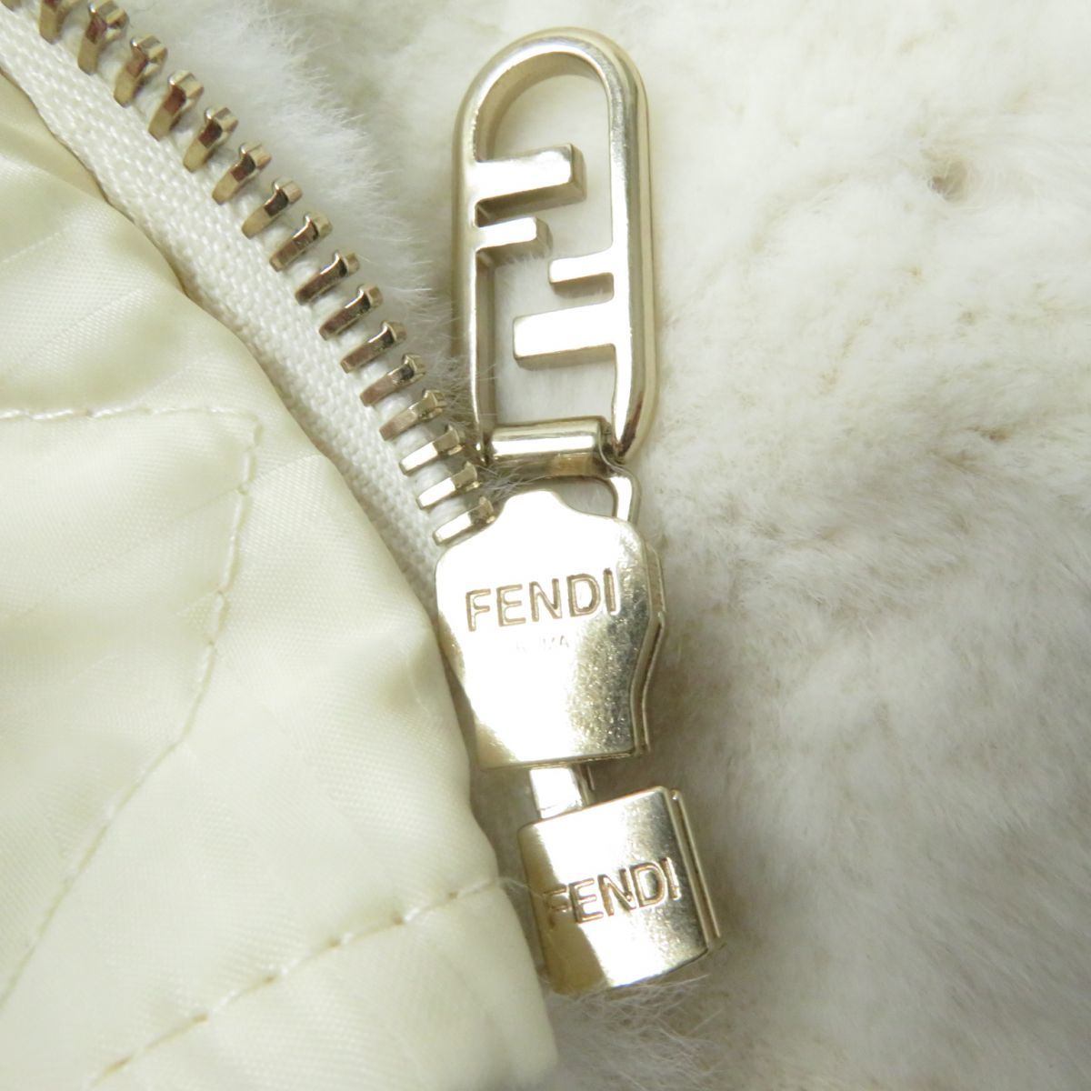  ultimate beautiful goods * regular goods Fendi FNE92L 22 year lining Zucca pattern sheared mink short jacket ivory 38 made in Italy hanger *ga- men to attaching 